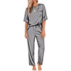 image:imageEkouaer Pajamas for Women Set Silky Satin 2 Piece Lounge Sets with PocketsDark Gray