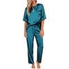 image:imageEkouaer Pajamas for Women Set Silky Satin 2 Piece Lounge Sets with PocketsGreen