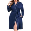 image:imageEkouaer Plus Size Robes for Women Soft Bathrobe V Neck Soft Maternity RobeNavy Blue