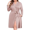 image:imageEkouaer Plus Size Robes for Women Soft Bathrobe V Neck Soft Maternity RobePink