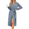 image:imageEkouaer Robe for Women Long Knit Kimono Bathrobe Soft Lightweight SleepwearHazy Blue