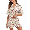 image:imageEkouaer Satin Pajama Set for Women 2 Piece Pj Sets Short Sleeve SleepwearLight ApricotCandy Cane
