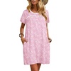 image:imageEkouaer Women Nightgowns Short Sleeve Sleepwear Soft Nightshirt PajamasPink Print