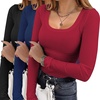 image:imageEkouaer Womens 3 Pack Long Sleeve Shirts Square Neck Thermal UndershirtsBlackNavyRed