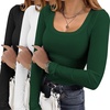 image:imageEkouaer Womens 3 Pack Long Sleeve Shirts Square Neck Thermal UndershirtsBlackWhiteDark Green