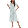 image:imageEkouaer Womens Cotton Nightgown Long Short Sleeve House Dress with PocketsLight Green Daisy