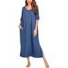 image:imageEkouaer Womens Long Nightgown Short Sleeve Night Shirt Plus Size SleepwearNavy