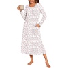 image:imageEkouaer Womens Long Sleeve Nightgowns Full Length Sleep Dress SleepshirtsPink Flowers