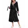 image:imageEkouaer Womens Plush Robes Long Soft Jacquard Fluffy Bathrobe Hooded RobeBlack