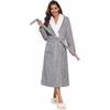 image:imageEkouaer Womens Robe Long Winter Plush Jacquard Bathrobe with Pockets SXXLLight Grey