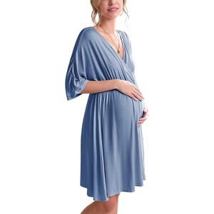 image:imageEkouaer 3 in 1 LaborDeliveryHospital Gown Maternity Nursing NightgownLake Blue