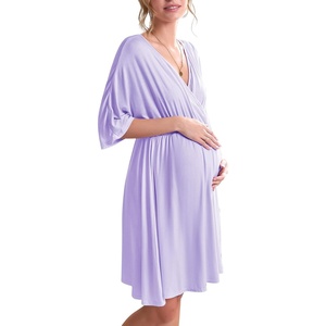 image:imageEkouaer 3 in 1 LaborDeliveryHospital Gown Maternity Nursing NightgownLilac Purple