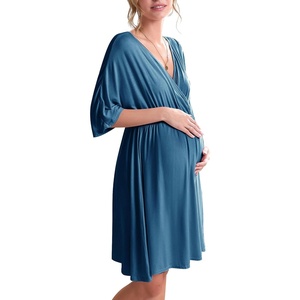image:imageEkouaer 3 in 1 LaborDeliveryHospital Gown Maternity Nursing NightgownPeacock Blue