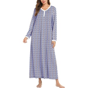 image:imageEkouaer Cotton Nightgowns for Women Long Sleeve Nightgown Button Night GownFlowers Heartshaped