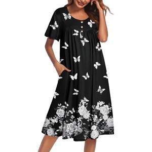 image:imageEkouaer House Dress for Women with Pockets Short Sleeve Moo Moos NightgownsNew Butterfly Black