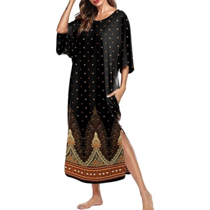 image:imageEkouaer Long Nightgowns for Women Short Sleeve Night Gowns with PocketsFeather Black