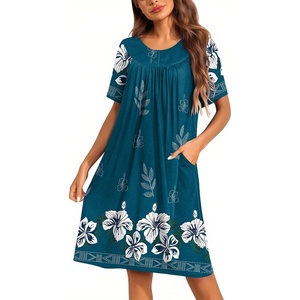 image:imageEkouaer Moo Moos for Women Button House Dresses for Women with Pocket MumuBlue Green Flower