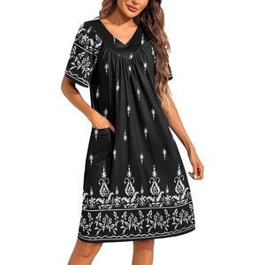 image:imageEkouaer Moo Moos for Women Floral Print House Dress with Pockets NightgownFloral Black