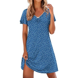 image:imageEkouaer Nightgowns for Women Short Sleeve Night Gown Comfy Sleep ShirtBlue Dog Paw