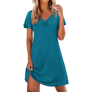 image:imageEkouaer Nightgowns for Women Short Sleeve Night Gown Comfy Sleep ShirtBlue Green