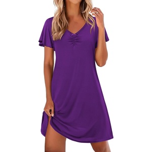 image:imageEkouaer Nightgowns for Women Short Sleeve Night Gown Comfy Sleep ShirtDeep Purple