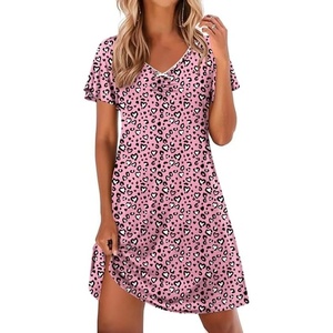 image:imageEkouaer Nightgowns for Women Short Sleeve Night Gown Comfy Sleep ShirtPink Leopard Print