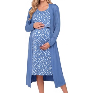 image:imageEkouaer Nursing Gown and Robe Set Labor Delivery Nightgown Hospital DressBlue Daisy