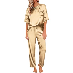 image:imageEkouaer Pajamas for Women Set Silky Satin 2 Piece Lounge Sets with PocketsGold