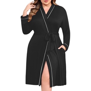 image:imageEkouaer Plus Size Robes for Women Soft Bathrobe V Neck Soft Maternity RobeAblack