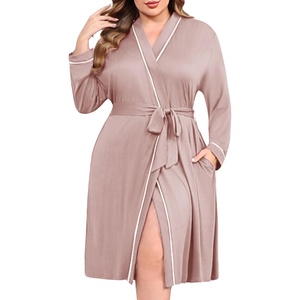 image:imageEkouaer Plus Size Robes for Women Soft Bathrobe V Neck Soft Maternity RobePink