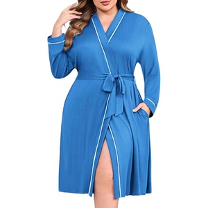 image:imageEkouaer Plus Size Robes for Women Soft Bathrobe V Neck Soft Maternity RobeSky Blue