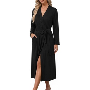 image:imageEkouaer Robes for Women Lightweight Long Bathrobe Soft Knit Bath Robe S2XLBlack