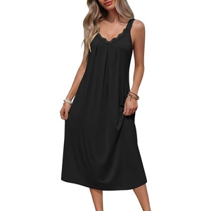 image:imageEkouaer Sleeveless Womens Nightgown Full Slip Nightdress Calf LengthBlack