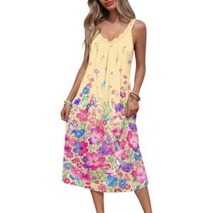 image:imageEkouaer Sleeveless Womens Nightgown Full Slip Nightdress Calf LengthYellow Floral