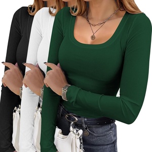 image:imageEkouaer Womens 3 Pack Long Sleeve Shirts Square Neck Thermal UndershirtsBlackWhiteDark Green