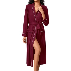 image:imageEkouaer Womens Robe Long Lightweight Bathrobe Soft Light Bath Robe S3XLWine Red