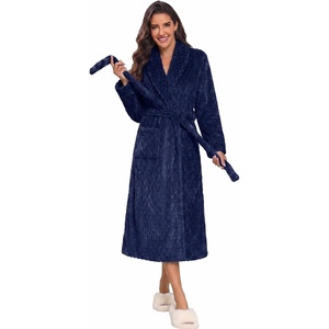 image:imageEkouaer Womens Robe Long Winter Plush Jacquard Bathrobe with Pockets SXXLBlue Purple