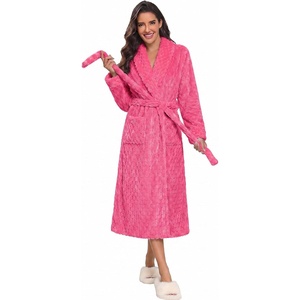 image:imageEkouaer Womens Robe Long Winter Plush Jacquard Bathrobe with Pockets SXXLRose Pink