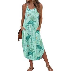 image:imageEkouaer Womens Swimsuit Beach Cover Up Dress Spaghetti Strap Cover UpTurtles Starfish