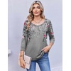 image:imageEkouaer 34 Length Sleeve Women Tops Dressy Casual Blouses Fall Shirt 2026Grey Floral