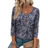image:imageEkouaer 34 Length Sleeve Women Tops Dressy Casual Blouses Fall Shirt 2026Navy Paisley Print