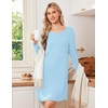 image:imageEkouaer Nightgowns for Women Bamboo Viscose Long Sleeve Sleep ShirtsAqua