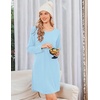 image:imageEkouaer Nightgowns for Women Bamboo Viscose Long Sleeve Sleep ShirtsAqua