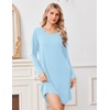 image:imageEkouaer Nightgowns for Women Bamboo Viscose Long Sleeve Sleep ShirtsAqua