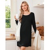 image:imageEkouaer Nightgowns for Women Bamboo Viscose Long Sleeve Sleep ShirtsBlack