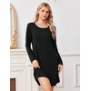image:imageEkouaer Nightgowns for Women Bamboo Viscose Long Sleeve Sleep ShirtsBlack