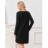 image:imageEkouaer Nightgowns for Women Bamboo Viscose Long Sleeve Sleep ShirtsBlack
