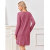 image:imageEkouaer Nightgowns for Women Bamboo Viscose Long Sleeve Sleep ShirtsCherry Red