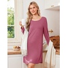 image:imageEkouaer Nightgowns for Women Bamboo Viscose Long Sleeve Sleep ShirtsCherry Red