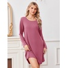 image:imageEkouaer Nightgowns for Women Bamboo Viscose Long Sleeve Sleep ShirtsCherry Red